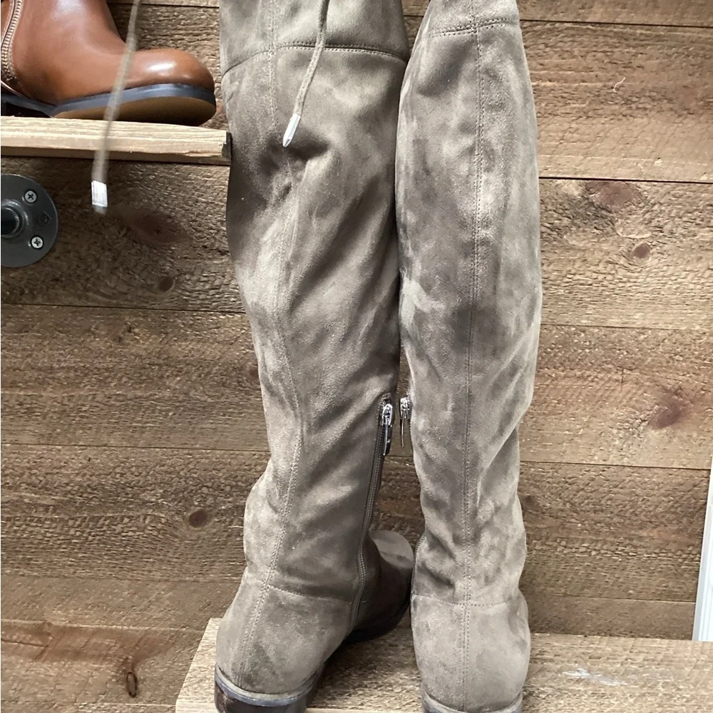 Marc Fisher Suede Over-the-Knee Boots Taupe Gray Women’s 8.5